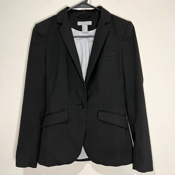 H&M Blazer Size 4 Womens Black Single Button Closure Long Sleeve Jacket - Picture 11 of 11